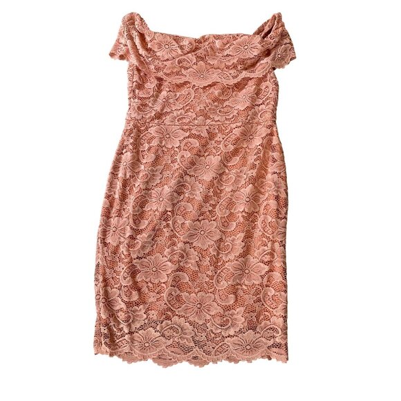 Guess Lace Off-Shoulder Dress Pink Medium - Picture 5 of 13